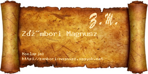 Zámbori Magnusz névjegykártya
